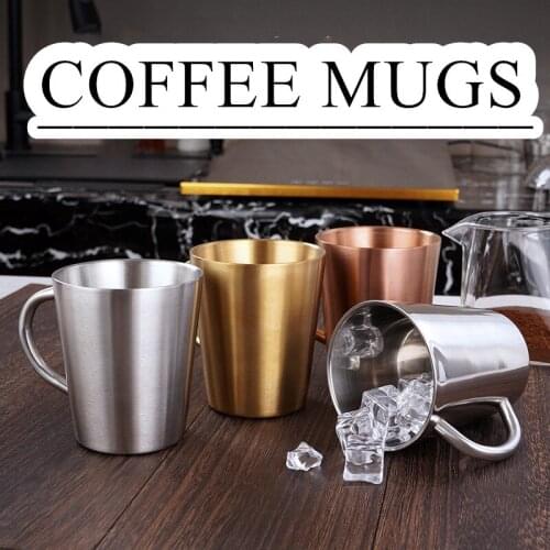 Hot 304 Stainless Steel 300ml Double Layers Copper Plated Coffee Cup High Temperature Resistance Milk Tea Cup Beer Drinking Mug