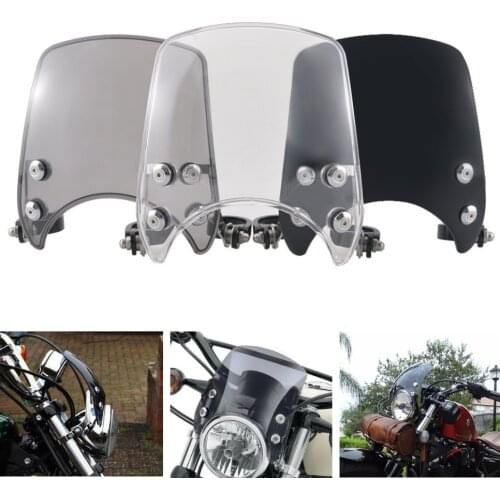 Smoke Windscreen Compact Sport Wind Deflector Windshield 39-41mm Clamps For Harley Sportster XL 883 1200 48 72 Iron Motorcycles