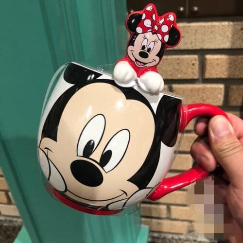 New cartoon Shanghai Disney Mickey ceramic mug with spoon ornaments kids gifts AG2242