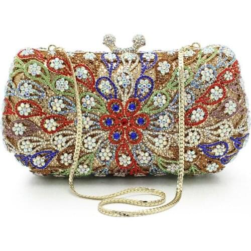 Lady Colorful Rhinestone Luxury Crystal wallet Ladies Evening Bag Studded Diamante Gold Party Purse Pochette Banquet Clutch Bag