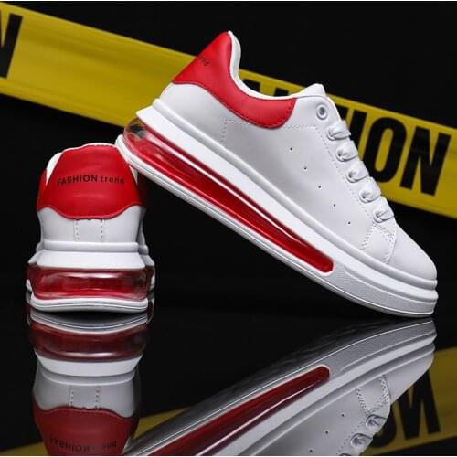 Unisex Men Women Air Wide Sneakers Breathable Cushion Running Outdoor Trainers PU Leather Platform Shoes