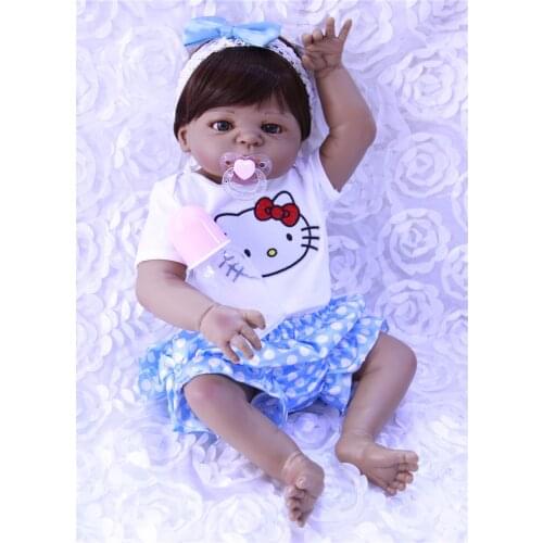 New Design 55cm Reborn Baby Dolls Toy Lifelike Full Vinyl Babies Girl Wear Dress Lovely Realistic Boneca Dolls Reborn Xmas Gift