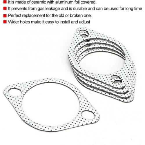 Exhaust Pipe Metal Gasket with Reinforced Ring 3in 76mm Downpipe 5Pcs 3'' Ceramic With Aluminum Foil Covered Car Accessories