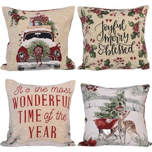 4 Pcs 18" Throw Pillow Covers Christmas Decorative Couch Pillow Cases Square Cushion Cover for Sofa Couch Bed Car Wholesale X2