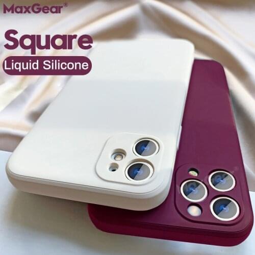 Luxury Square Original Liquid Silicone Soft Case For iPhone 12 Pro 12 Mini X XR XS Max 7 8 6 6s Plus SE 2 2020 11 Pro Max Cover