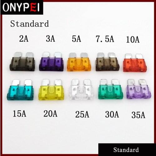 Set of 10 Standard Car-Fuses 2A 3A 5A 7.5A 10A 15A 20A 25A 30A 35A (milliampere) Car Fuses For Car Motorcycle