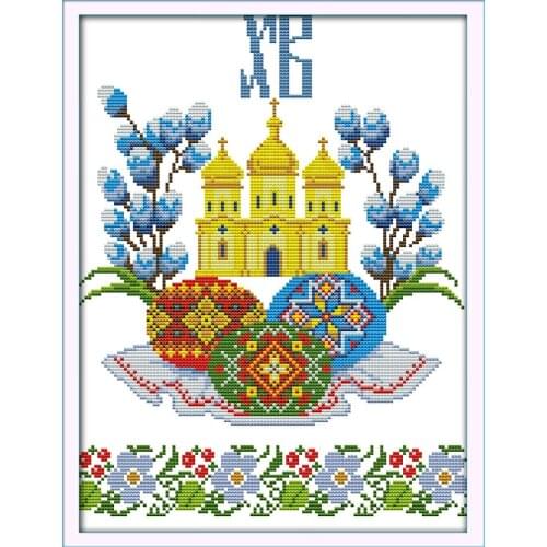 Easter eggs (6) cross stitch set cartoon Halloween pattern count DMC color 18ct 14ct 11ct embroidery kit DIY handmade needlework