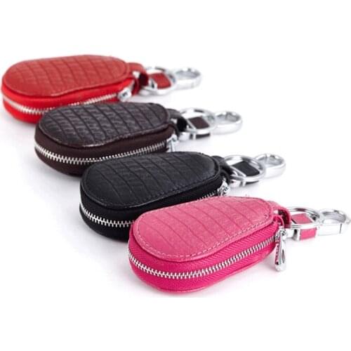 2018 New Arrival Car Key Cover PU Leather Car Keychain Holder Zipper Keys Purse Fashion Travel Wallet Solid for Key Portemonnee