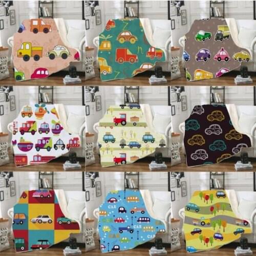 Hoodie Blanket Plush Throw Blanket 3D Cartoon Car Printed Sherpa Fleece Microfiber Throw Blanket 2019 Gift Drop Shipping