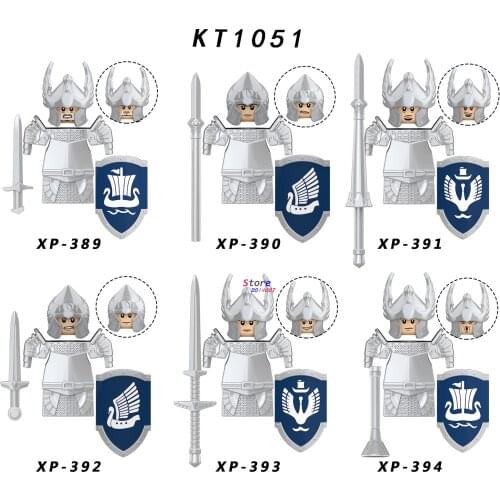 Single Medieval Knight Gondor Fountain Guard Sword Lancers Head accessories Building Blocks toys Series-104 KT1051