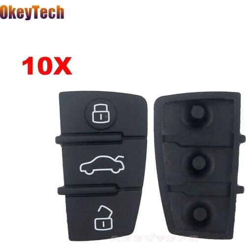 OkeyTech 10pcs/lot 3 Button Rubber Key Button Pad Remote Car Key Fob For Audi A3 A4 A5 A6 A6L A8 Q5 Q7 TT S LINE Free Shipping