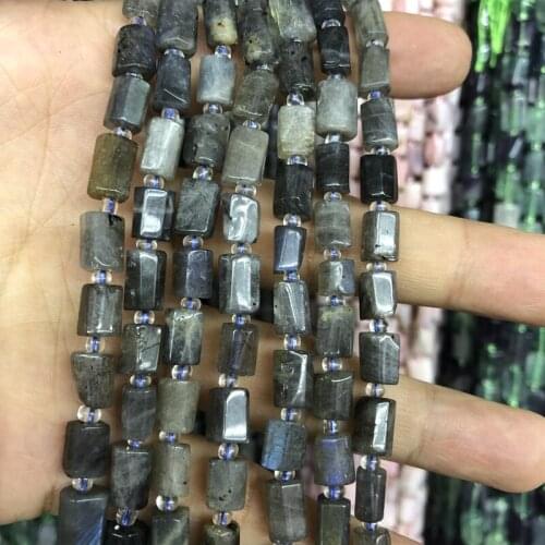 Wholesale 2strings Natural Labradorite Beads,Gem Stone Loose beads,Polished Raw Stone Tube beads for jewelry 15.5"/string