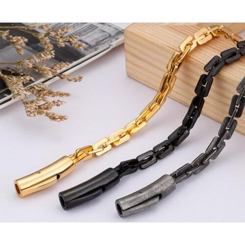2019 new jewelry gold/black Stainless steel HIp-Hop Oval Link Chain Necklace 4.5mm 27