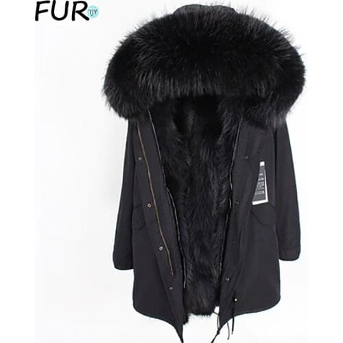 Real Fur Parka Men Winter Jacket Real Raccoon Fur Hooded Coats Nature Raccoon Dog Lining Jacket Man Real Fur Coat