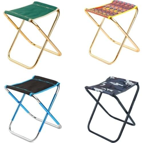 77JE Portable Outdoor Collapsible Stool Aluminium Alloy Folding Chair Lightweight Picnic Seat for Hiking Fishing Camping