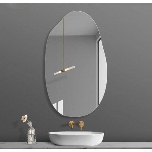 Simple Frameless Special-Shaped Bathroom Mirror Irregular Art Decorative Wall-Mounted Punch-Free Bathroom Explosion-Proof