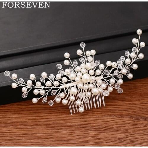 Luxury Pearl Hair Comb Wedding Hair Accessories Bridal Tiara Handmade Wedding Hair Comb For Women Head Jewelry Bridal Headpiece