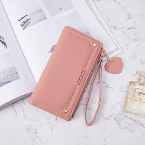 Luxury Womens wallet Long Pu Leather Heart Tassel Coin Purse Female Zipper Hasp Wristband Multi-function Phone Card Holder