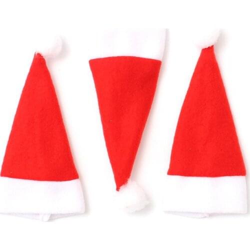 10 PCS Mini Christmas Hat Decorative Christmas Hat For Cutlery Holder Table Decorations Dinner Party Home Gift