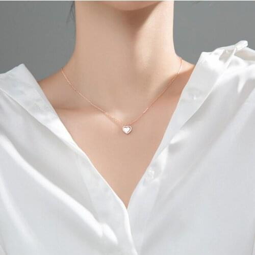 Silver Heart Necklaces 925 Sterling Silver Pendants Necklaces with Cubic Zirconia Fashion Style