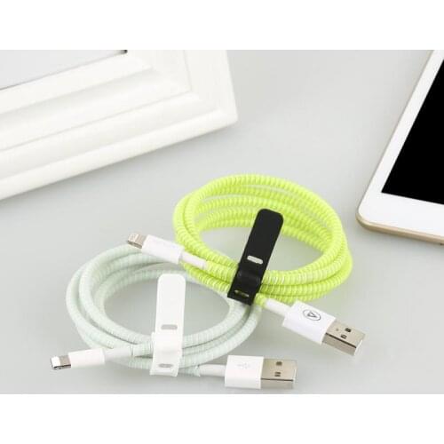 1.4m Color Phone Wire Cord Rope Protecto Anti-break Spring Protection Rope Bobbin Winder For USB Charging Cable Earphone Data