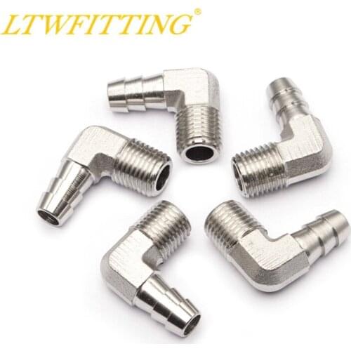 LTWFITTING 90 Degree Elbow Stainless Steel 316 Barb Fitting 3/8" ID Hose x 1/4" Male NPT Air Gas