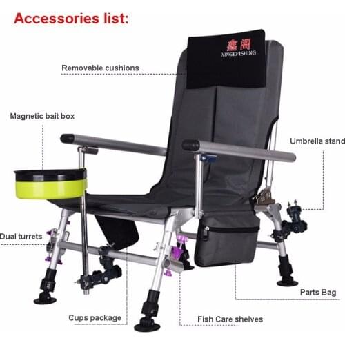 Fishing chair aluminum alloy recliner multifunctional fishing chair outdoor leisure fishing stool leisure fishing chair