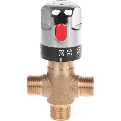 Solid Brass G1/2 Male 3 Way Thermostatic Mixing Valve Shower Water Temperature Control Dropshipping