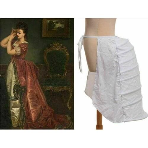 Victorian Women White Back Bustle Rococo Dickens Dress Painner Crinoline Hoop