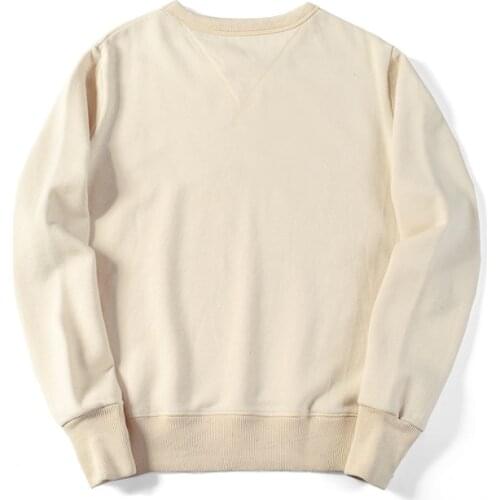 Vintage Hoodie Men Embryo Color O-Neck Harajuku Sweatshirt Sudadera Hombre Long Sleeves Cotton Mens Pullover Hoodies Streetwear