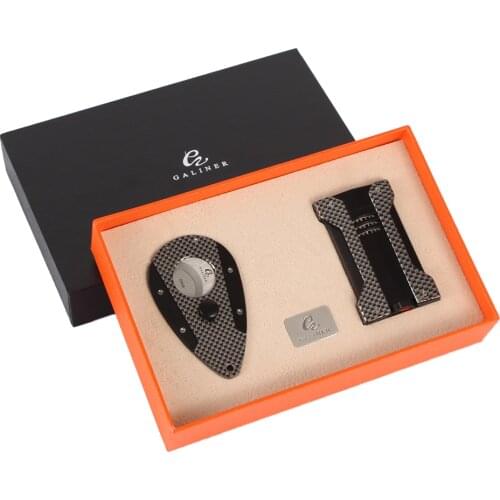 Galiner Cigarette Cigar Lighter Cutter Set Tobacco Windproof Torch 1 Jet Lighter Metal Cigar Cutter Knife Cutting Tool