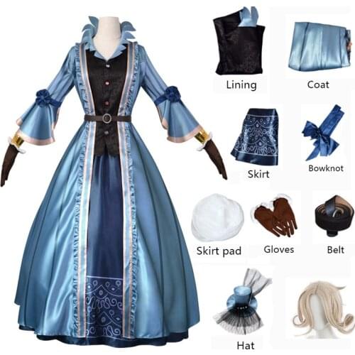 Game Identity V Cosplay costumes Survivor Bloody Queen Mary Costume Original Skin Blue Long dresses Prom Ball Gown female