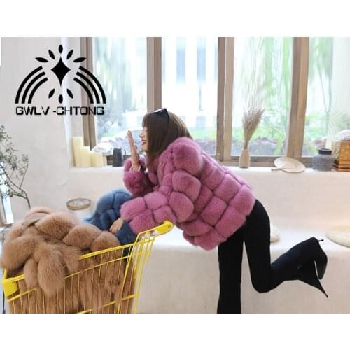 New fashion womens Real genuine natural fox fur coat women whole skin warm jacket winter overcoat outwear