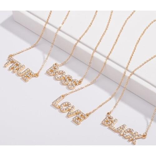 Gold Chain Black Love Boss True Letters Heart Pendant Choker Necklaces Korean Fashion Minimalist Minimalism Party Jewelry
