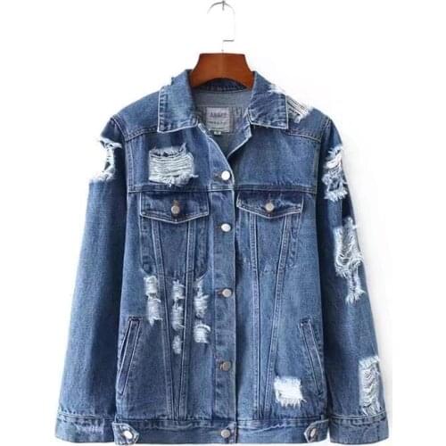 2018 Basic Coats Jeans Jacket Women Casacos Feminino Slim Hot Fashion Holes Denim Jacket Lady Elegant Vintage Jackets