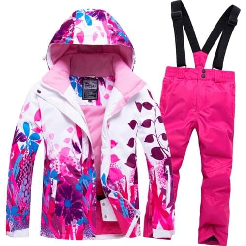 2020 Hoodie Fleece Kids Ski Clothes Snowboarding Ski Suits for Girls Jacket Pants Childrens Snow Sets -30 Sport Girl Clothes