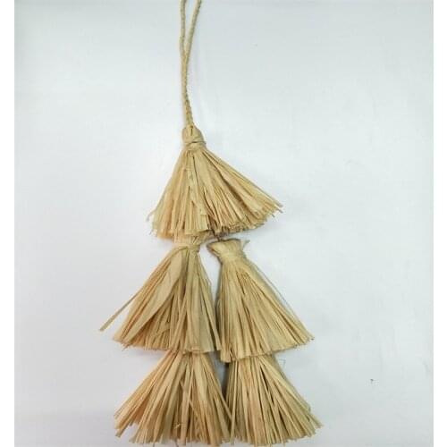 3.5cm Lafite Raffia Tassel Trim Fringe Tassels for DIY Keychain Cellphone Straps Jewelry Fiber Pendant with Caps Findings