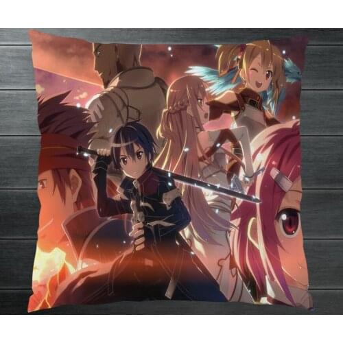 Anime Novel SAO Sword Art Online Kirito Yuuki Asuna Two Side Pillowcases Hugging Pillow Cushion Case Cover Manga Cosplay Gift P7