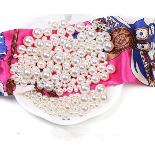 White Beige Pearl Round Button Beads DIY Craft Scrapbooking pearl Beads Handmade Hairpin Wedding Dress Accessories 4mm 5mm 6mm