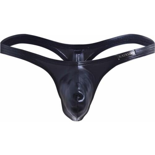Seamless Men Thong Underwear Leather Mens Thongs and G Strings Penis Pouch Bulge Sexy Panties Erotic Mens Micro Male Lingerie