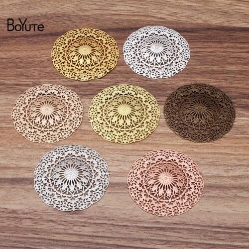BoYuTe (10 Pieces/Lot) 55MM Metal Brass Filigree Flower Charm Vintage Style Handmade Material DIY Charms Flower Decoration
