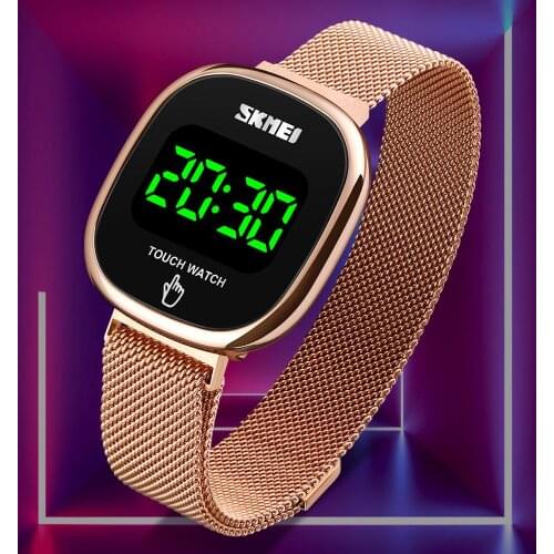 New Simple LED Watches Women Watches Fashion Touch Screen Brand Stainless Steel Mesh Digital Men Wristwatches SKMEI Montre Homme