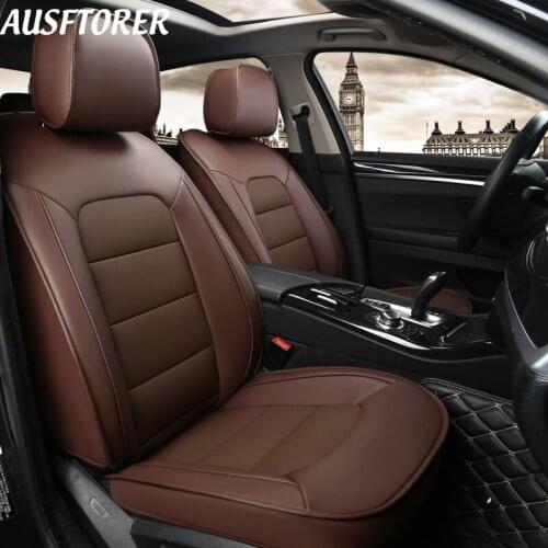 AUSFTORER Custom Cowhide Cover Car Seats for Jaguar XJ Automobiles Seat Covers Leather Car Cushion Seat Protectors Accessories