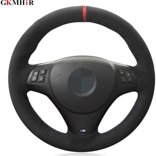 Black Hand-stitched Genuine Leather Suede Car Steering Wheel Cover For BMW M Sport M3 E90 E91 E92 E93 E87 E81 E82 E88 X1 E84