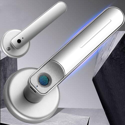 Fingerprint Door Lock Handle USB Rechargeable Anti Theft Smart Electric Biometric Keyless Security Entry for Apartment Hotel