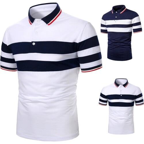 Men Short Sleeve T-Shirt Men Short Sleeve Tops Fashion Collocation Crossborder Two Color Splicing Lapels