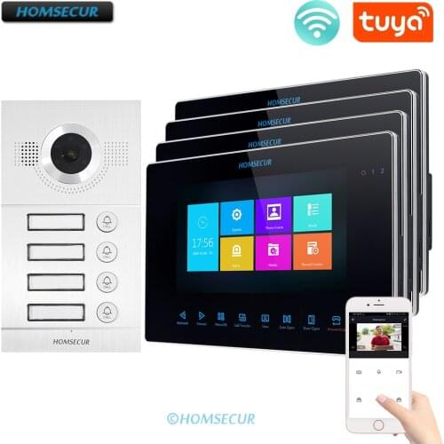 HOMSECUR 7" WIFI Video Door Phone Intercom System with Touch Keypad Monitor BC121HD-4S+BM719WF-B