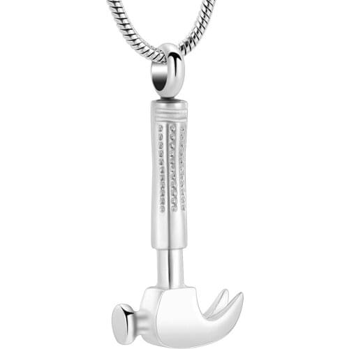 IJD10521 Stainless Steel Hammer Shape Keepsake Pendant for Men Claw Hammer Cremation Jewelry for Human Ashes