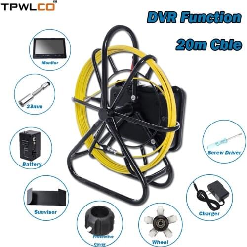 23mm Industrial Inspection Camera 9" LCD Drain Pipe Sewer Pipeline Inspection Camera Video Snake System With 20meter Cable/DVR