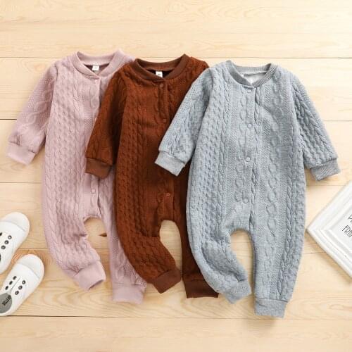 New Infant Baby Girls Boys Knitted Twist Romper Solid Long Sleeve Jumpsuits Autumn Winter Warm Clothes Outfits